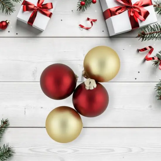 72ct. 4" Red & Gold Matte Glass Ball Ornaments {3}