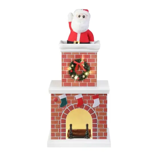 18" LED Animated Santa No.2 in Chimney {1}