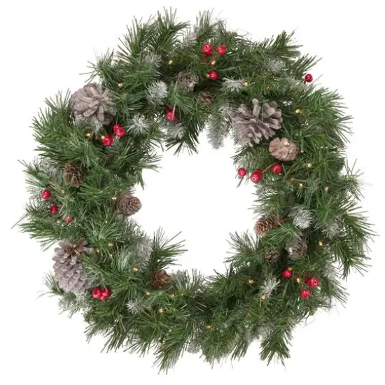 5-Piece Pre-Lit Frosted Verona Berry Pine Artificial Christmas Entryway Set {5}