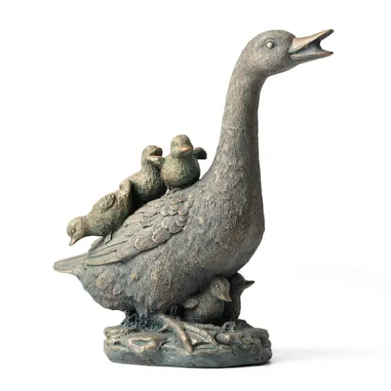Glitzhome&reg; 15" Faux Bronze Duck Garden Statue {1}