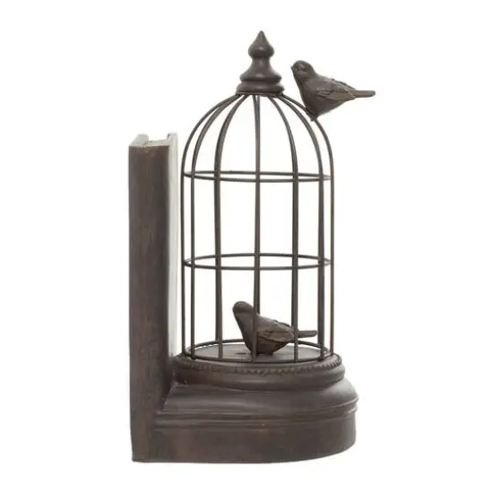 Black Metal Farmhouse Birdcage Bookends Set {11}
