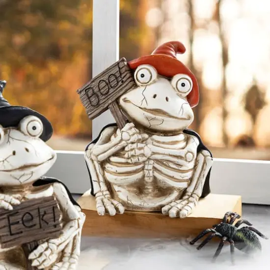 Glitzhome&reg; 7"H Halloween Resin Skeleton Frogs Table Decor Set {5}