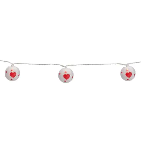 10ct. White & Red Heart Paper Lantern Valentine's Day String Lights {4}