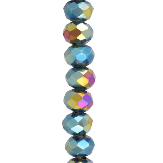 Black AB Large Hole Faceted Glass Rondelle Beads by Bead Landing&trade; {1}