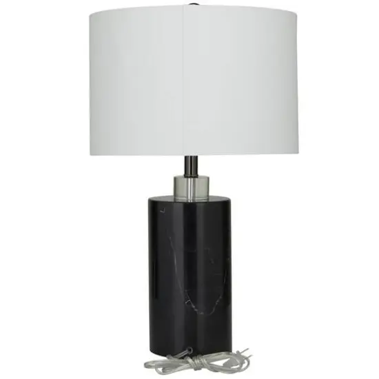 Black Marble Thick Stand Table Lamp with Drum Shade 15" x 15" x 24" {8}