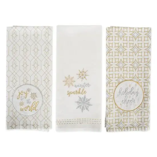 DII&reg; Assorted Winter Sparkle Embellished Dishtowel Set {7}