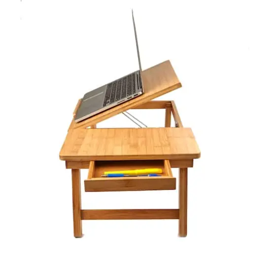 Mind Reader 21.2" Adjustable Bamboo Lap Desk Breakfast Table with Foldable Legs Brown {7}