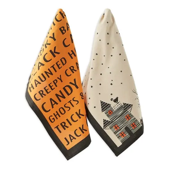 DII&reg; Haunted Hollow Printed Dishtowels Set {1}