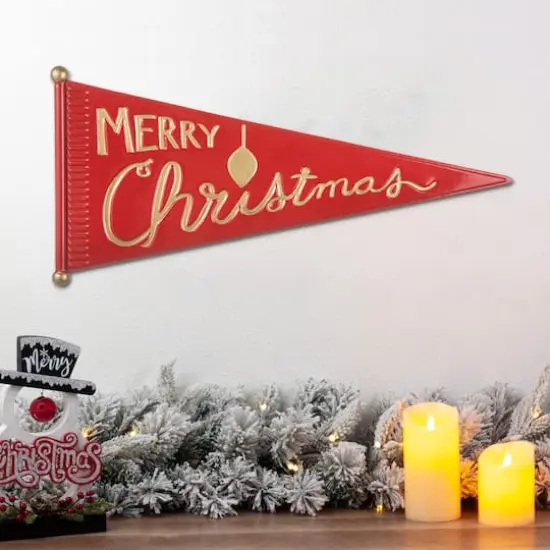 Glitzhome&reg; 25" "Merry Christmas" Metal Pennant Wall D&eacute;cor {5}