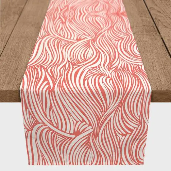 Wave Print Outdoor Table Runner Pink {4}