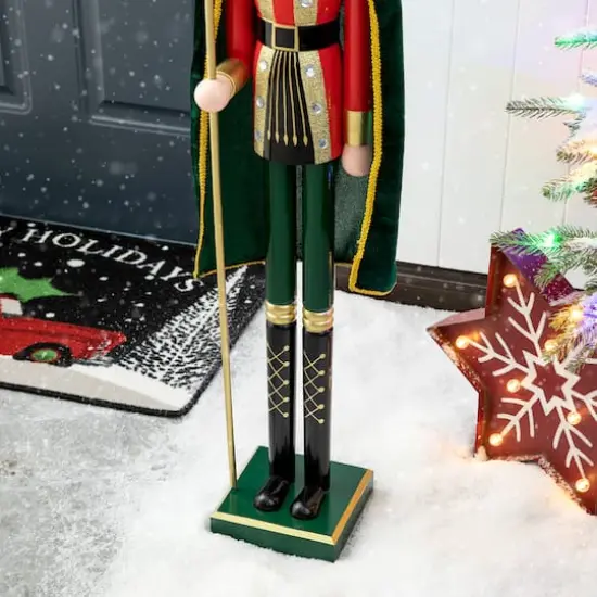 Glitzhome&reg; 3.5ft. Wooden Christmas King Nutcracker {8}