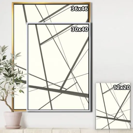 Designart - minimalist black and white IV - Transitional Canvas in Gold Frame {4}