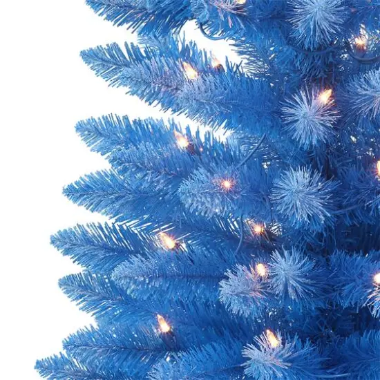 4ft. Pre-Lit Blue Artificial Tree in Burlap Sac, Clear Lights {5}