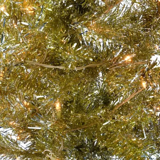 4ft. Pre-Lit Champagne Tinsel Artificial Christmas Tree, Clear Lights {5}