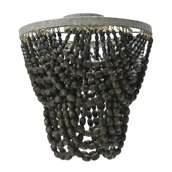 Hello Honey&reg; 2-Tier Draped Wood Bead Semi-Flush Mount Ceiling Light Black {7}