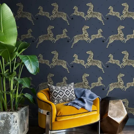 Scalamandre Denim Zebra Safari Peel & Stick Wallpaper {4}