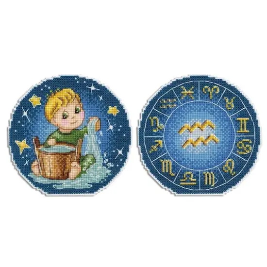 MP Studia Zodiac Signs Aquarius Plastic Canvas Counted Cross Stitch Kit {3}