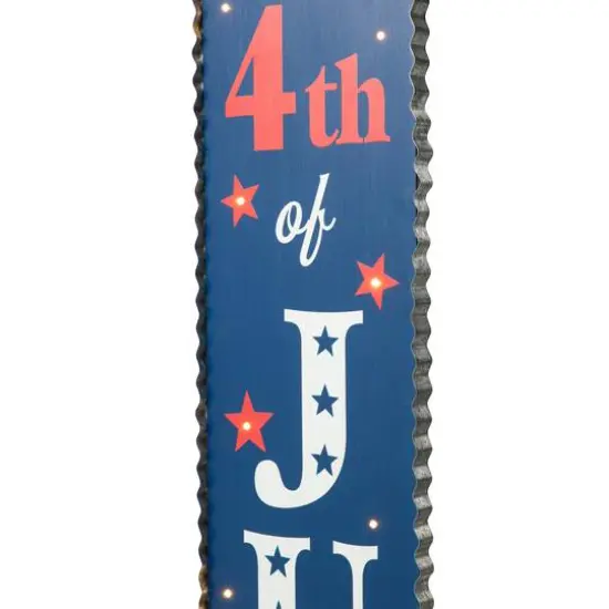 Glitzhome&reg; 42.5" Lighted Wood Happy July 4th Porch Sign {7}