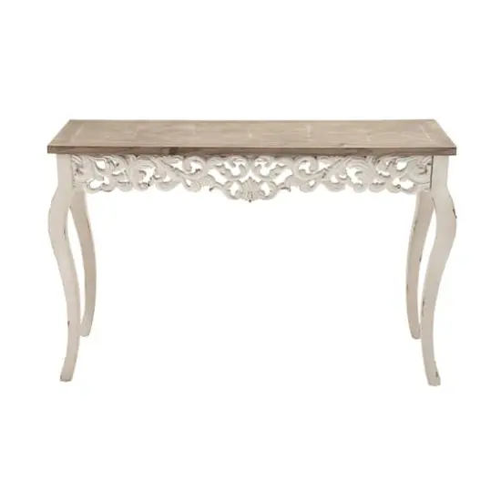 White Farmhouse Wood Console Table, 30" x 46" {1}