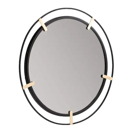 Habitat Thales 23" Black & Golden Circular Wall Mirror {5}