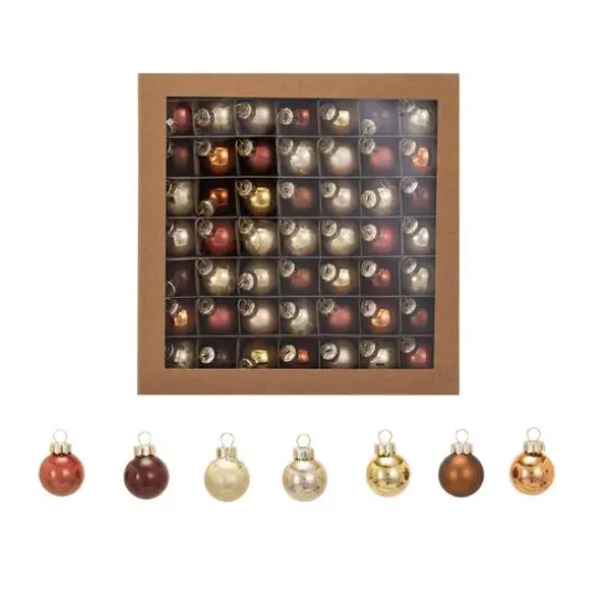 Hello Honey&reg; 1" Brown & Gold Round Glass Ball Ornaments, 49ct. {1}