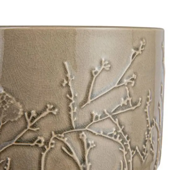 Hello Honey® 6" Green Footed Stoneware Planter with Botanical Design {3}