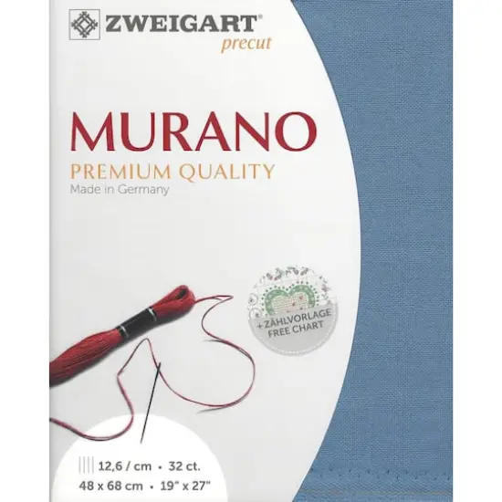 Zweigart&reg; Murano Precut 32 Count Premium Fabric, 18" x 27" Colonial Blue {1}