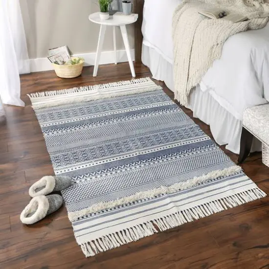 DII&reg; Shabby Chic Textured Hand-Loomed Shag Rug French Blue/Off White {3}