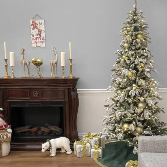 7.5ft. Pre-Lit Snowy Vintin Fir Tree, LED Lights {5}