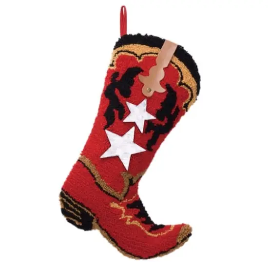 Glitzhome&reg; 19" Red Boot Hooked Stocking {1}