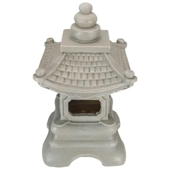 13.5" Dark Gray Pagoda Outdoor Garden Statue {5}
