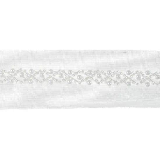 2" White Crisscross Pearls Sheer Ribbon by Celebrate It&reg; {1}