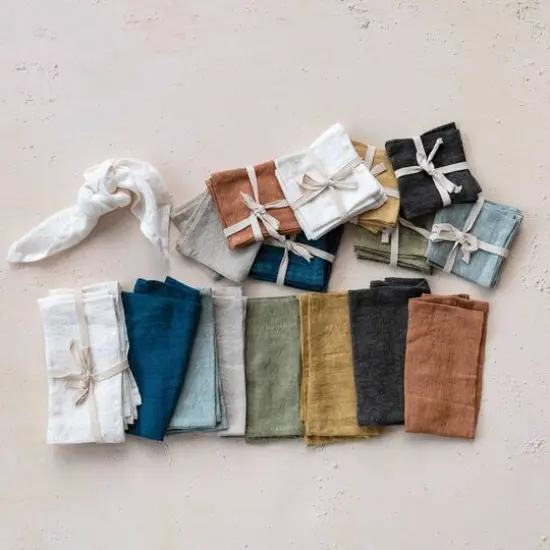 Hello Honey&reg; 18" Square Stonewashed Linen Dinner Napkins, 4ct. Olive {4}