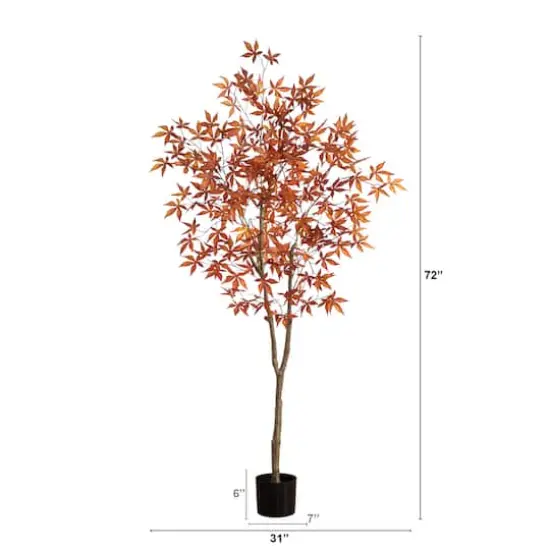 6ft. Orange Japanese Maple Artificial Potted Tree {3}
