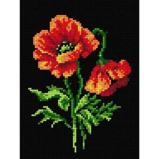 Orchidea Needlepoint Canvas For Halfstitch Without Yarn Red Poppies - Printed Tapestry Canvas {1}