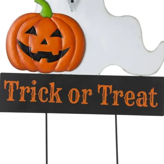 Glitzhome&reg; 32" Lighted Metal Halloween Ghost Yard Stake {7}