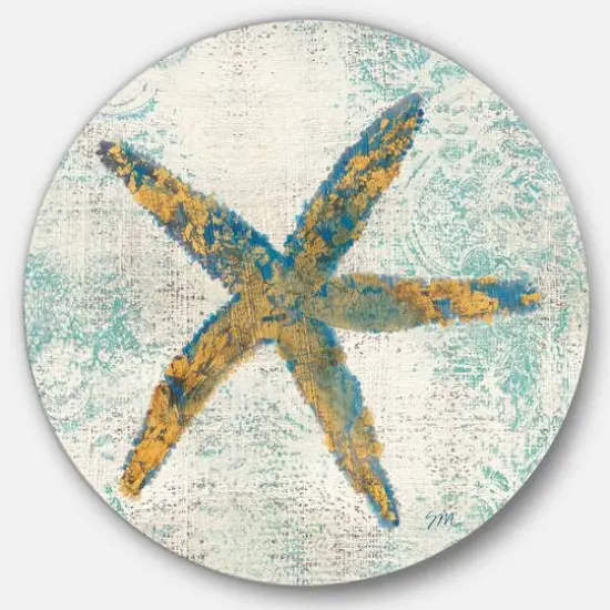 Designart - Coastal Pastel seashells III - Nautical & Coastal Metal Circle Wall Art {1}