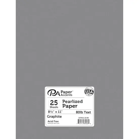 PA Paper&trade; Accents Pearlized 8.5" x 11" 80lb. Paper, 25 Sheets Graphite {1}