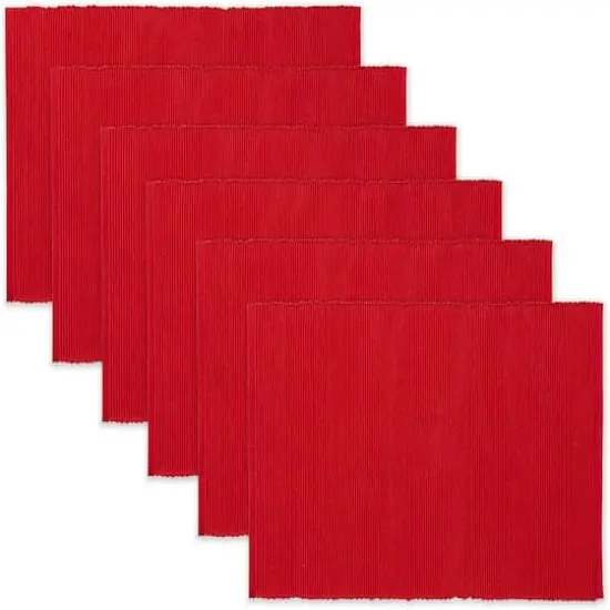 DII&reg; Ribbed Cotton Placemats, 6ct. Tango Red {1}