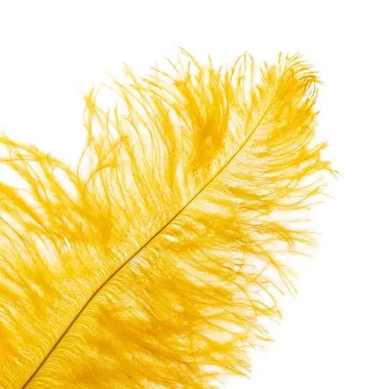John Bead 11"-13" Ostrich Drab Feather Golden Yellow {3}