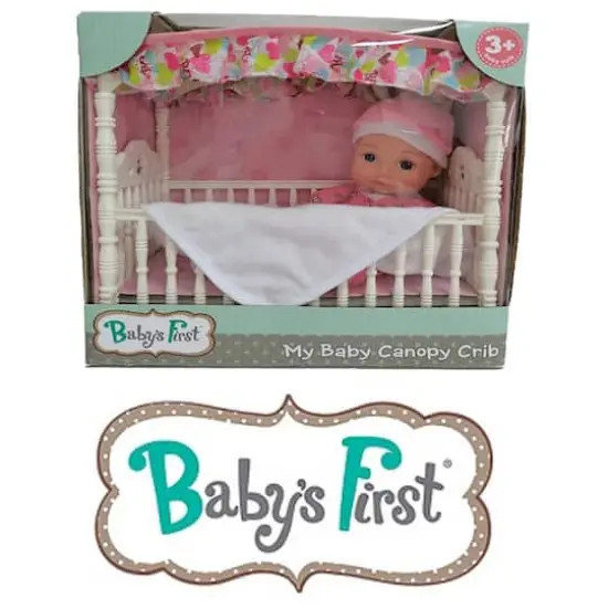 Goldberger Baby's First® 9" Canopy Crib Baby Doll with Unicorn Pajamas {4}