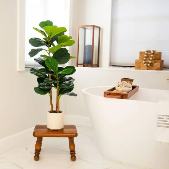 3ft. Artificial Fiddle Leaf Tree in Decorative White Planter {9}