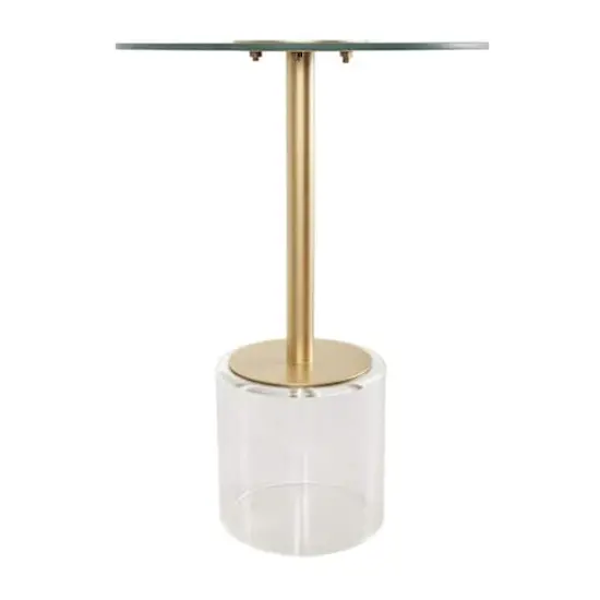 22.5" Clear Acrylic Accent Table with Elevated Base & Gold Stand {4}