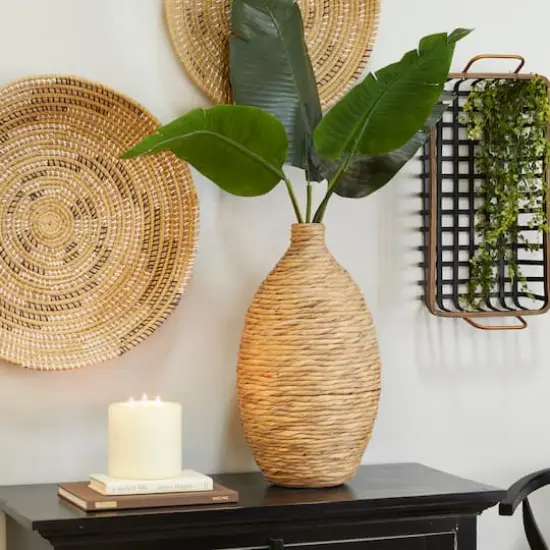 Brown Seagrass Bohemian Vase, 12" x 12" x 22" {7}