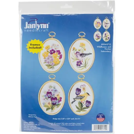 Janlynn&reg; 4 Pack Cross Stitch Kit, Wildflowers & Finches {1}