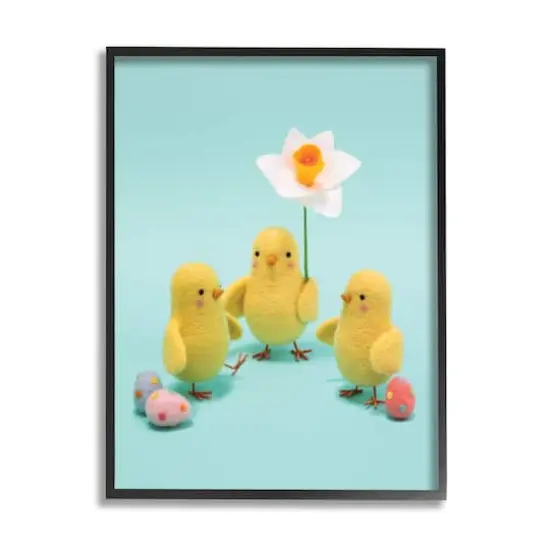 Stupell Industries Spring Chicks Floral Easter Eggs Framed Giclee Art Black {1}