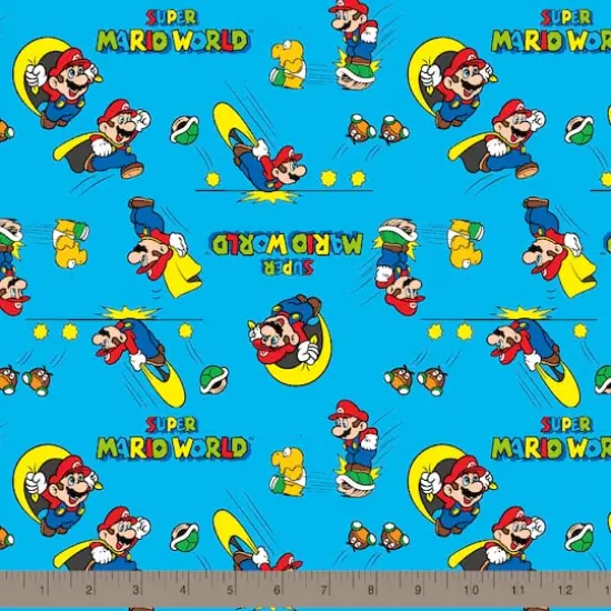 Nintendo&reg; Mario Blue Retro Super Mario World Cotton Fabric {3}