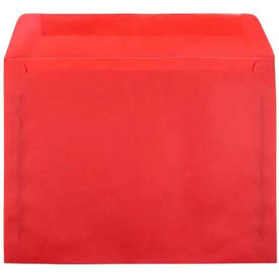 JAM Paper 9" x 12" Booklet Vellum Envelopes, 25ct. Primary Red {4}