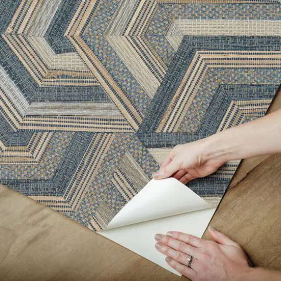 RoomMates Geo Puzzle Faux Grasscloth Peel & Stick Wallpaper Dark Brown {7}