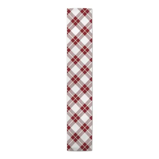 Diagonal Plaid Indoor/Outdoor Table Runner Red {1}